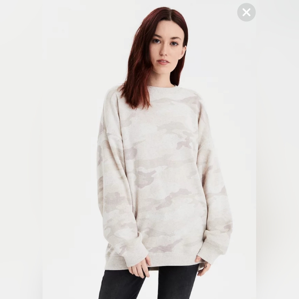 American Eagle Fleece Oversized Crewneck Sweatshirt- XS